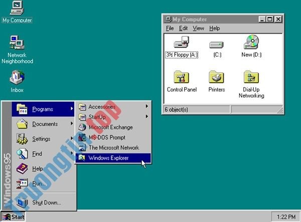 Menu&nbsp;Start&nbsp;trên&nbsp;Windows&nbsp;95