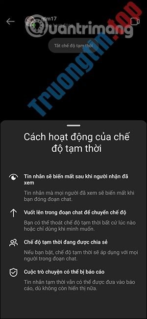 Chế&nbsp;độ&nbsp;nhắn&nbsp;tin&nbsp;tạm&nbsp;thời