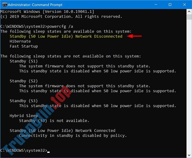 Cách kiểm tra xem Modern Standby đã kết nối hay ngắt kết nối trong Windows 10