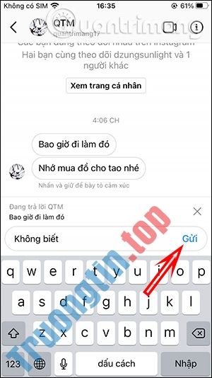 Trả lời tin nhắn riêng Instagram
