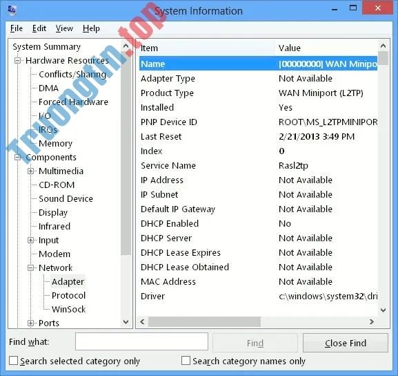 Cách xem chi tiết Network Adapter trong Windows 10 1 Bạn có thể cuộn qua danh sách các adapter trong ngăn bên phải