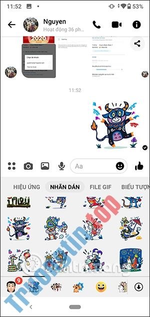 Cách gửi sticker mừng năm mới 2021 trên Messenger