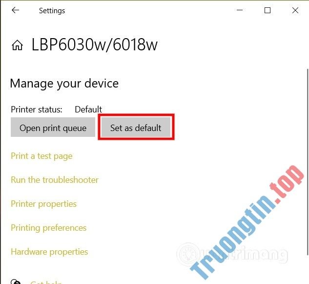 Cách thiết lập máy in mặc định trên Windows 10