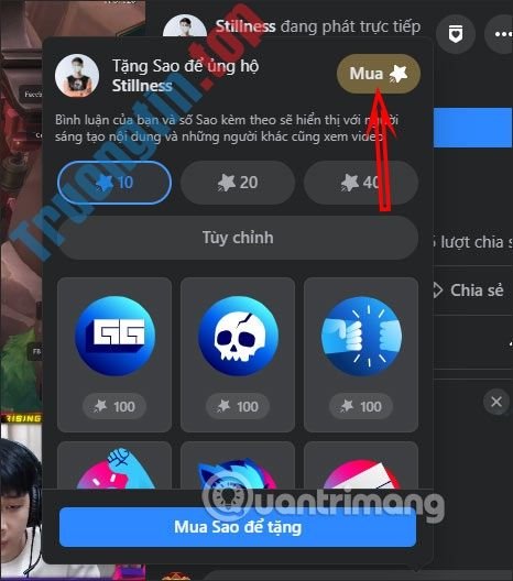Cách&nbsp;tặng&nbsp;sao&nbsp;cho&nbsp;game&nbsp;thủ&nbsp;trên&nbsp;Facebook&nbsp;Gaming