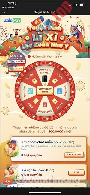 Cách&nbsp;quay&nbsp;thưởng&nbsp;nhận&nbsp;lì&nbsp;xì&nbsp;Tết&nbsp;trên&nbsp;ZaloPay