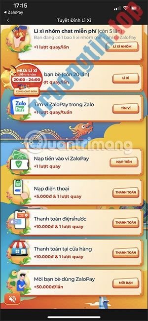 Cách&nbsp;quay&nbsp;thưởng&nbsp;nhận&nbsp;lì&nbsp;xì&nbsp;Tết&nbsp;trên&nbsp;ZaloPay