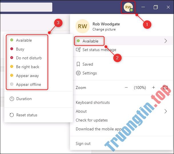 Cách&nbsp;thay&nbsp;đổi&nbsp;trạng&nbsp;thái&nbsp;của&nbsp;bạn&nbsp;trong&nbsp;Microsoft&nbsp;Teams