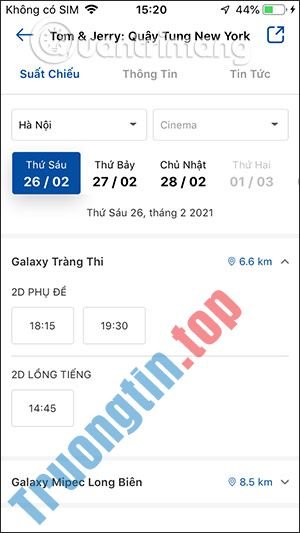 Cách đặt vé xem phim online trên Galaxy Cinema