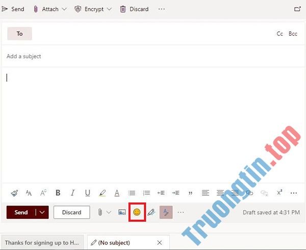Cách sử dụng emoji trên email Outlook