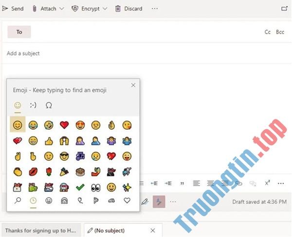 Cách sử dụng emoji trên email Outlook