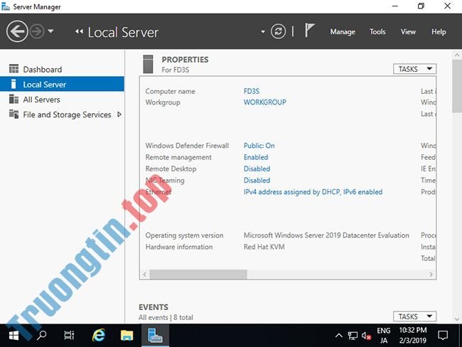 Cách thiết lập ban đầu Windows Server 2019