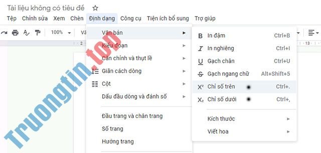 Hướng&nbsp;dẫn&nbsp;tạo&nbsp;chỉ&nbsp;số&nbsp;trên&nbsp;dưới,&nbsp;số&nbsp;mũ&nbsp;trong&nbsp;Google&nbsp;Docs