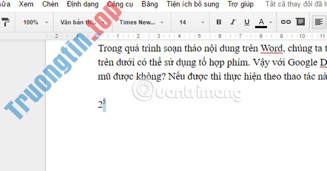 Hướng&nbsp;dẫn&nbsp;tạo&nbsp;chỉ&nbsp;số&nbsp;trên&nbsp;dưới,&nbsp;số&nbsp;mũ&nbsp;trong&nbsp;Google&nbsp;Docs