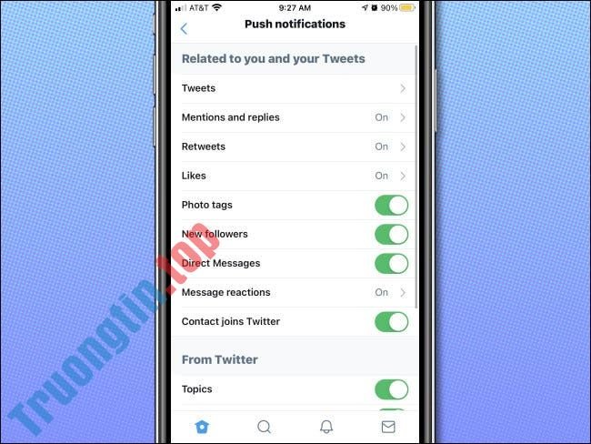 Cách tắt, tùy chỉnh thông báo từ Twitter trên iPhone và iPad