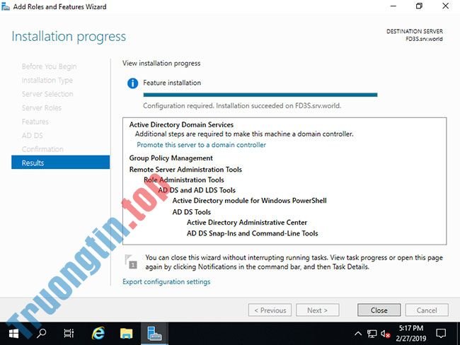 Cách cài đặt Active Directory trên Windows Server 2019