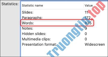 Cách xem số từ trong slide PowerPoint