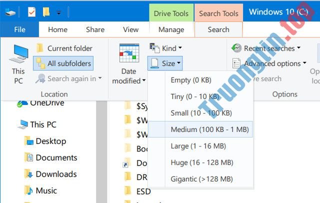 Cách&nbsp;tìm&nbsp;tập&nbsp;tin&nbsp;dung&nbsp;lượng&nbsp;lớn&nbsp;trên&nbsp;Windows&nbsp;10