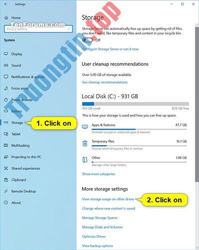 Cách&nbsp;xem&nbsp;mức&nbsp;sử&nbsp;dụng&nbsp;bộ&nbsp;nhớ&nbsp;của&nbsp;các&nbsp;ổ&nbsp;trong&nbsp;Windows&nbsp;10