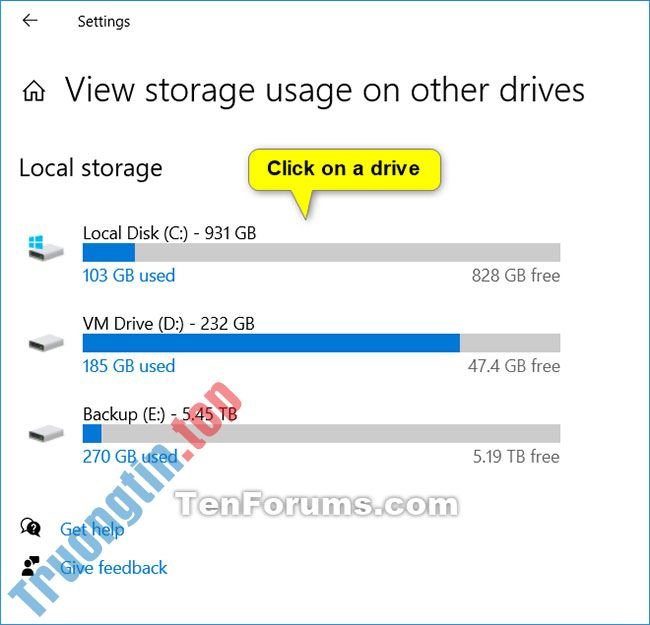 Cách&nbsp;xem&nbsp;mức&nbsp;sử&nbsp;dụng&nbsp;bộ&nbsp;nhớ&nbsp;của&nbsp;các&nbsp;ổ&nbsp;trong&nbsp;Windows&nbsp;10