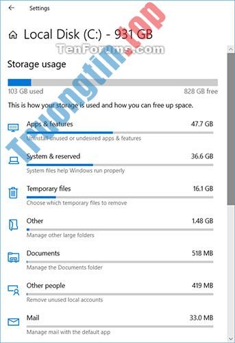 Cách&nbsp;xem&nbsp;mức&nbsp;sử&nbsp;dụng&nbsp;bộ&nbsp;nhớ&nbsp;của&nbsp;các&nbsp;ổ&nbsp;trong&nbsp;Windows&nbsp;10