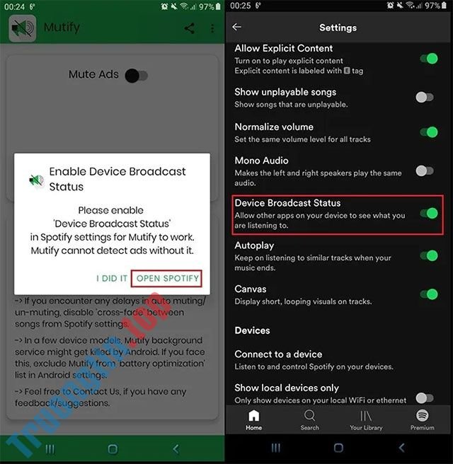 Cách&nbsp;tắt&nbsp;âm&nbsp;thanh&nbsp;quảng&nbsp;cáo&nbsp;trên&nbsp;Spotify&nbsp;Android&nbsp;với&nbsp;ứng&nbsp;dụng&nbsp;Mutify