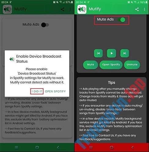 Cách&nbsp;tắt&nbsp;âm&nbsp;thanh&nbsp;quảng&nbsp;cáo&nbsp;trên&nbsp;Spotify&nbsp;Android&nbsp;với&nbsp;ứng&nbsp;dụng&nbsp;Mutify