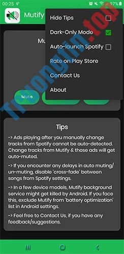 Cách&nbsp;tắt&nbsp;âm&nbsp;thanh&nbsp;quảng&nbsp;cáo&nbsp;trên&nbsp;Spotify&nbsp;Android&nbsp;với&nbsp;ứng&nbsp;dụng&nbsp;Mutify