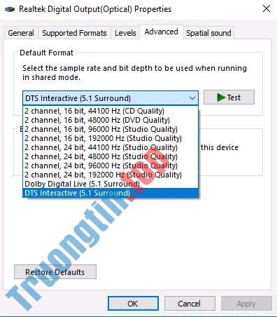 Cách sử dụng cổng Optical Out (S/PDIF) trên PC