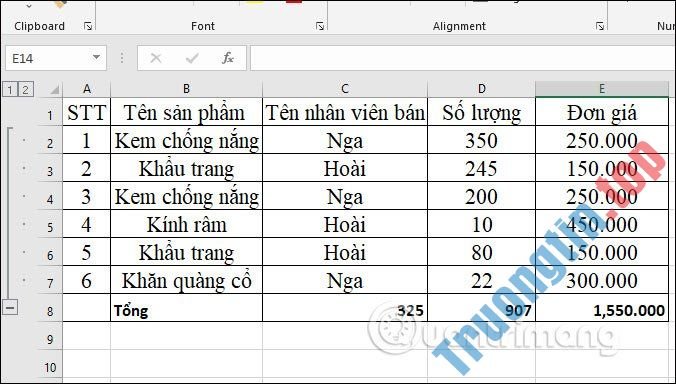 Cách&nbsp;sử&nbsp;dụng&nbsp;tính&nbsp;năng&nbsp;Outline&nbsp;trong&nbsp;Excel