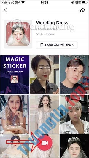 Cách quay video TikTok filter cô dâu