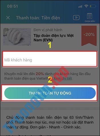 Cách thanh toán hóa đơn tự động trên ViettelPay