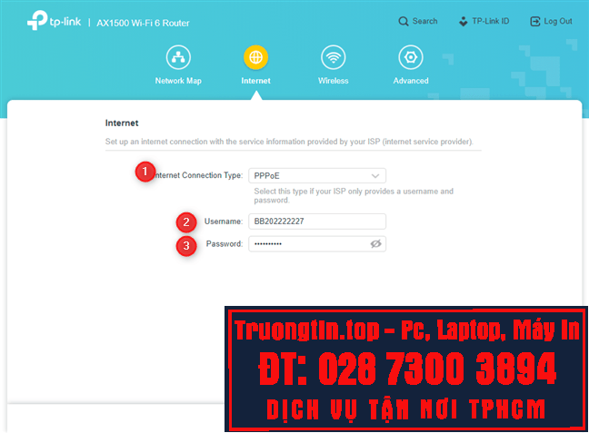 Cách cấu hình kết nối PPPoE trên router TP-Link WiFi 6 6 Cách cấu hình kết nối PPPoE trên router TP-Link WiFi 6