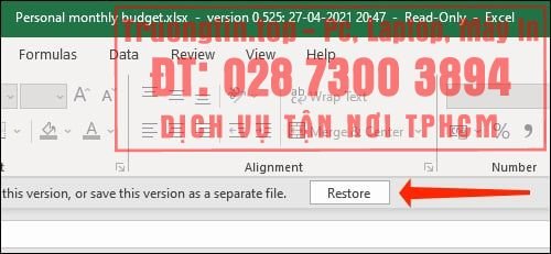 Cách xem và khôi phục phiên bản file Excel