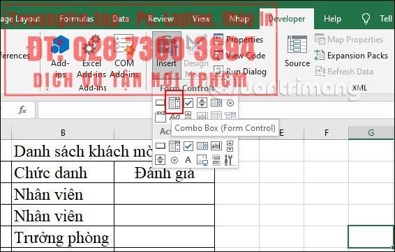 Cách&nbsp;tạo&nbsp;Combo&nbsp;Box&nbsp;trong&nbsp;Excel