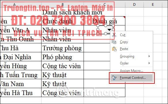 Cách&nbsp;tạo&nbsp;Combo&nbsp;Box&nbsp;trong&nbsp;Excel