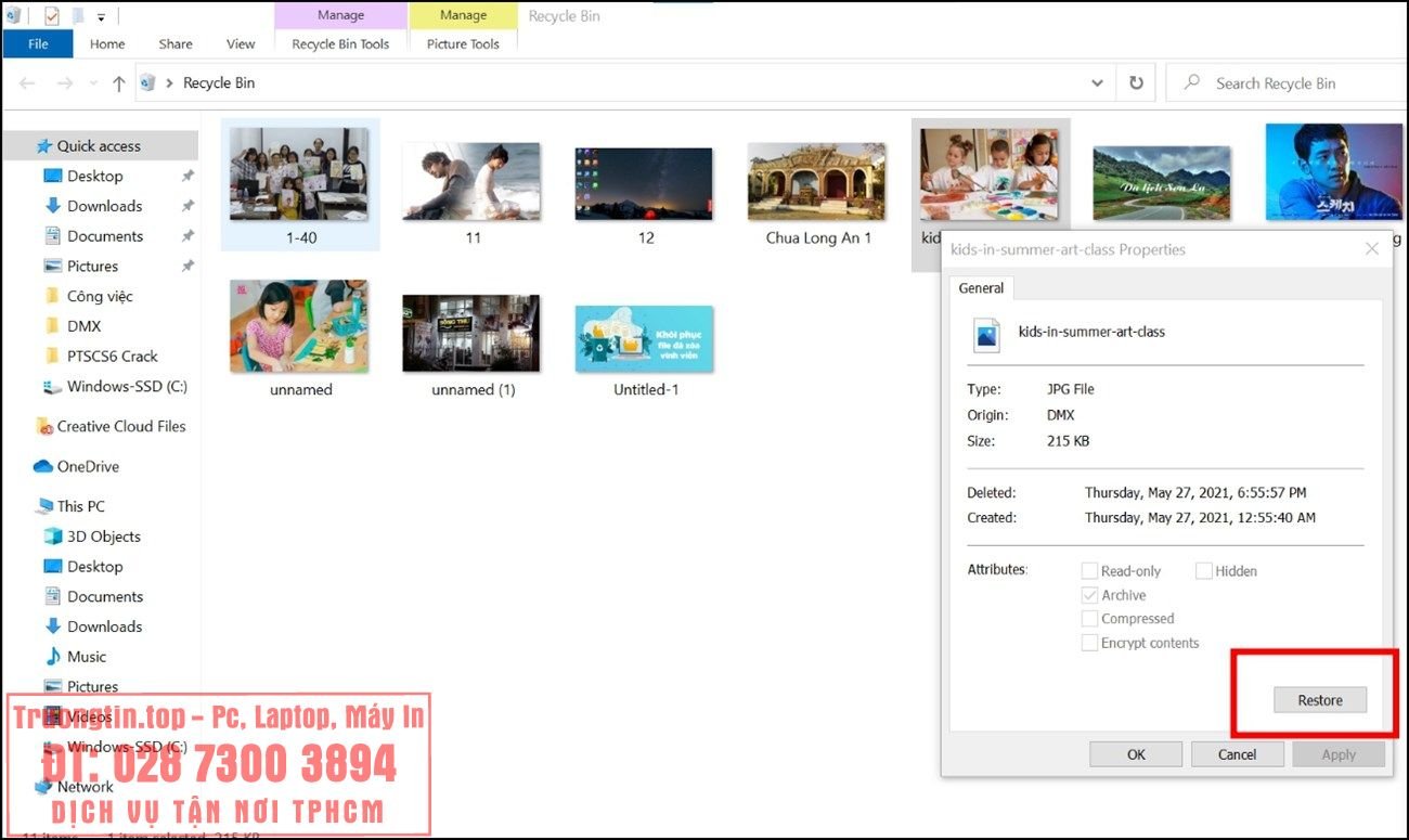 Cách&nbsp;khôi&nbsp;phục&nbsp;các&nbsp;thư&nbsp;mục&nbsp;đã&nbsp;xóa&nbsp;trong&nbsp;thùng&nbsp;rác&nbsp;máy&nbsp;tính&nbsp;Windows