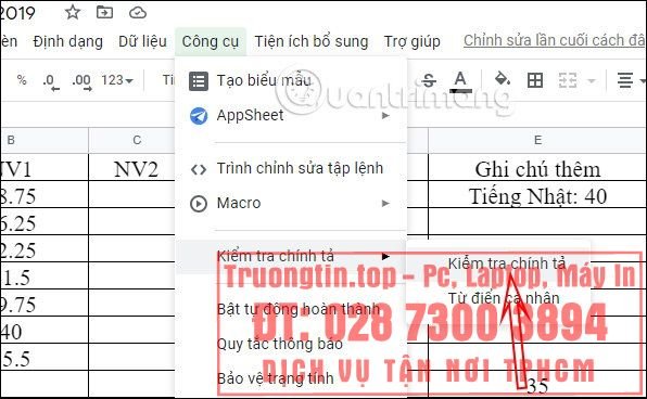 Cách&nbsp;kiểm&nbsp;tra&nbsp;chính&nbsp;tả&nbsp;trong&nbsp;Google&nbsp;Sheets