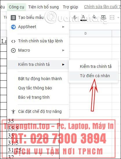 Cách&nbsp;kiểm&nbsp;tra&nbsp;chính&nbsp;tả&nbsp;trong&nbsp;Google&nbsp;Sheets