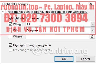 Cách&nbsp;dùng&nbsp;Track&nbsp;Changes&nbsp;trong&nbsp;Excel