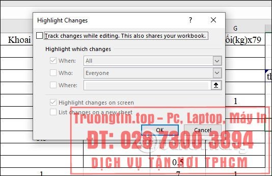Cách dùng Track Changes trong Excel