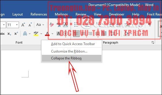 Cách&nbsp;ẩn&nbsp;hiện&nbsp;thanh&nbsp;công&nbsp;cụ&nbsp;Ribbon&nbsp;trong&nbsp;Word