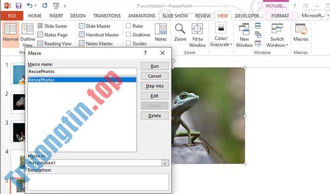 Cách thay đổi kích thước ảnh PowerPoint bằng Macro