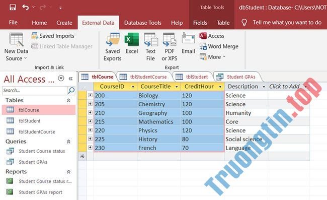Cách&nbsp;xuất&nbsp;dữ&nbsp;liệu&nbsp;Microsoft&nbsp;Access&nbsp;sang&nbsp;tài&nbsp;liệu&nbsp;Word