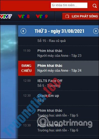 Lịch phát sóng VTV7 hôm nay 31/08/2021