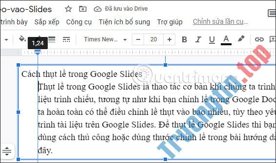 Cách thụt lề trong Google Slides