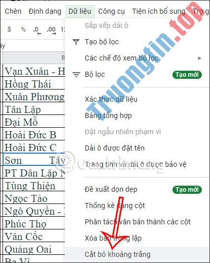 Cách&nbsp;xóa&nbsp;khoảng&nbsp;trắng&nbsp;trong&nbsp;Google&nbsp;Sheets