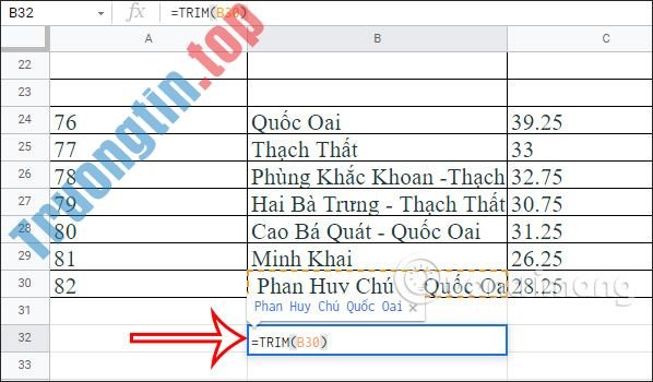 Cách&nbsp;xóa&nbsp;khoảng&nbsp;trắng&nbsp;trong&nbsp;Google&nbsp;Sheets