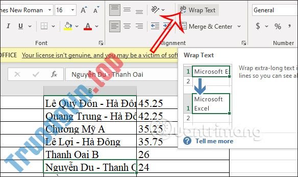 Cách&nbsp;dùng&nbsp;Wrap&nbsp;Text&nbsp;trong&nbsp;Microsoft&nbsp;Excel