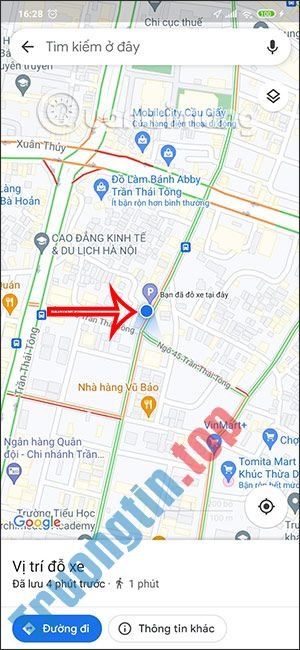 Cách lưu vị trí đỗ xe trên Google Maps