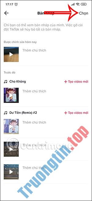 Cách&nbsp;khôi&nbsp;phục,&nbsp;xóa&nbsp;bản&nbsp;nháp&nbsp;trên&nbsp;TikTok